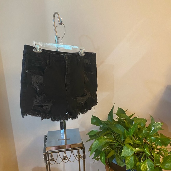 Black High Waisted Jean Shorts - Picture 7 of 7
